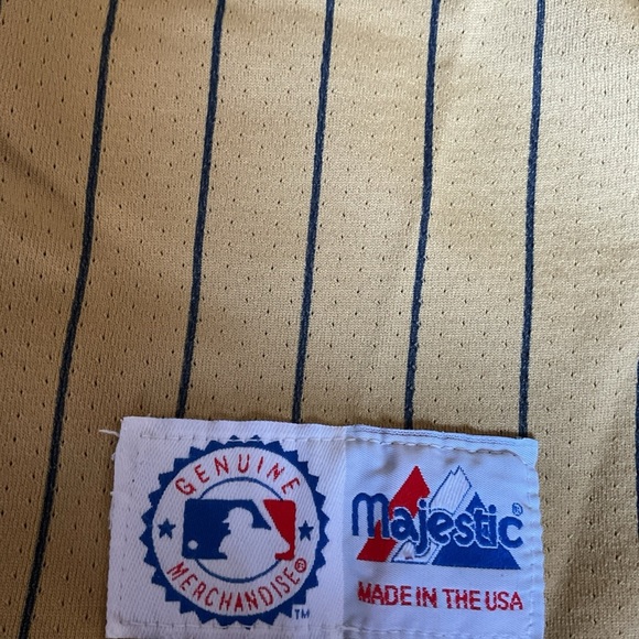19. Houston Astros 90s GOLD pinstripe Majestic ALTernate jersey 2XL MLB vintage - Picture 11 of 11
